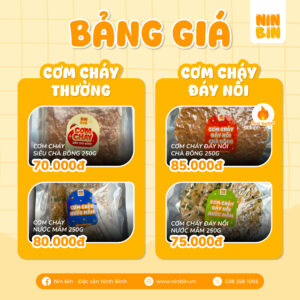 Bảng giá Cơm cháy Ninh Bình - ninbin.vn